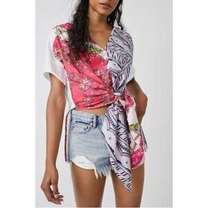 Free People Pick Your Scarf Maxi-Tee Womens‎ Size Medium Pink Multi New